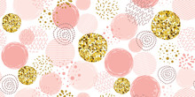 Pink Polka Dot Pattern Seamless Dotted Pattern With Pink Glitter Gold Circles Vector Pink Background