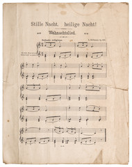 Old music sheet Silent Night Christmas carol