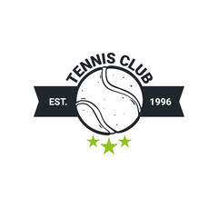 Tennis club or championship logo or emblem. Vector Illustration.