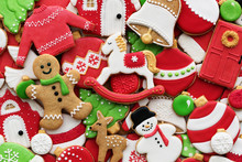 Decorated Christmas Cookie Background