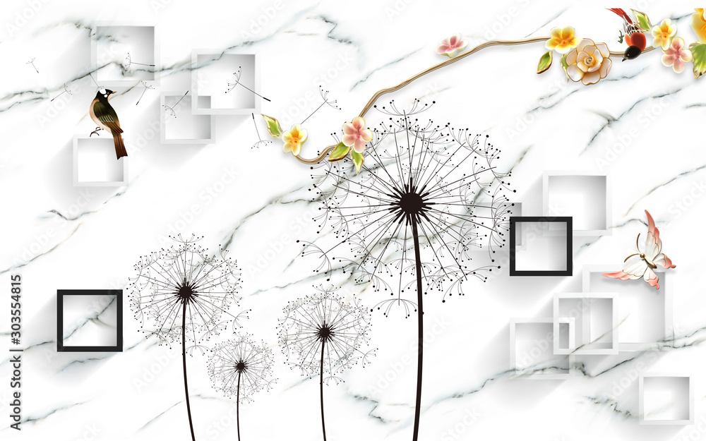 projekt-tapety-3d-z-florami-na-tle-fototapety