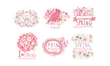 Fototapeta Pokój dzieciecy - Tender Spring Labels and Logos with Original Design Concept Vector Set