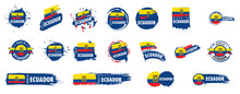Vector Set Of Flags Of Ecuador On A White Background