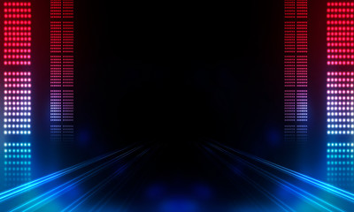 Wall Mural - background of empty show scene. empty dark modern abstract neon background. glow of neon lights on a