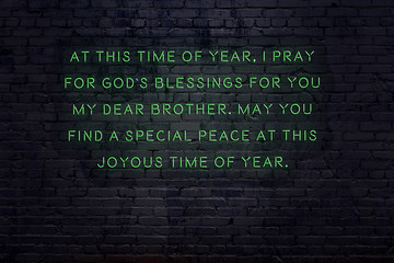 Wall Mural - Neon inscription of christmas and new year greetings on brick wall