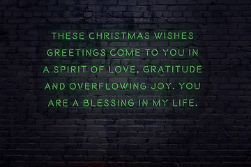 Wall Mural - Neon inscription of christmas and new year greetings on brick wall