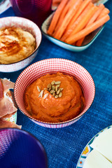 Poster - appetizers on a colorful set table