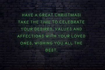 Wall Mural - Neon inscription of christmas and new year greetings on brick wall