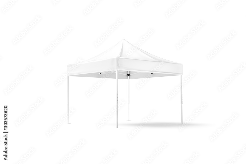 Blank white pop-up canopy tent mock up, half-turned view - obrazy, fototapety, plakaty 