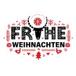 Merry Christmas in German - Frohe Weihnachten. Lettering poster Frohe Weihnachten in ethnic folk style.