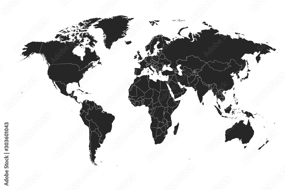 Detailed, high resolution, accurate vector map of the world Stock ...