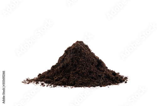 Cuadros en Lienzo Pile of soil isolated on white background