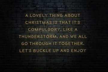 Wall Mural - Neon inscription of christmas and new year greetings on brick wall