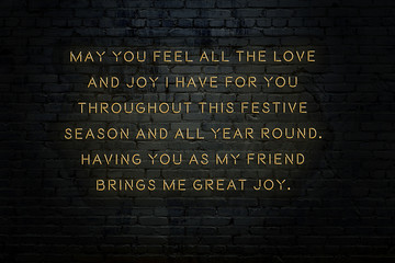 Wall Mural - Neon inscription of christmas and new year greetings on brick wall