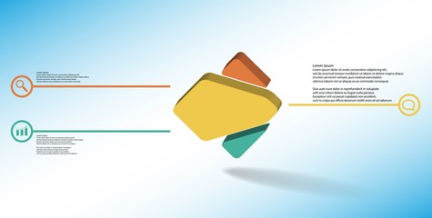 Canvas Print - 3D illustration infographic template with embossed rhomb randomly divided to three parts