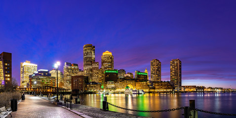 Sticker - Boston Downtont night Panorama