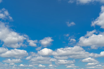 Wall Mural - soft blue sky background with white fluffy cloudscape nature background