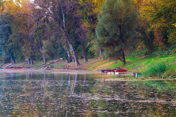 Wall Mural - Autumn peaceful lake landscape