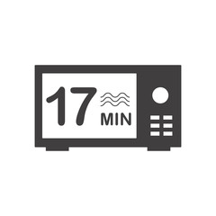 Seventeen minutes icon. Cook in microwave sign. Heat 17 minutes.