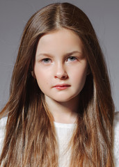 Sticker - portrait of little model girl in studio