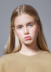 Wall Mural - portrait of young model girl in studio