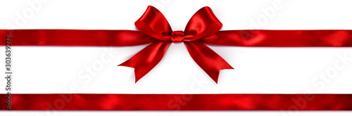 Fotomural Red Bow And Ribbon Isolated On White
