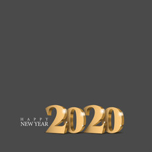 Vector Text Design 2020. Gold 3d Numbers. Happy New Year Template Greeting Card.