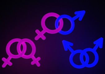 sex symbol and sign for men and women 3d rendering