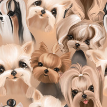 Cute Dogs, Puppy, Pets Seamless Pattern