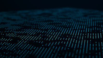 Abstract technology background. Big data digital code. Futuristic dots background. 3d rendering.