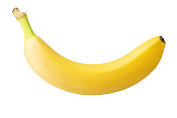 one banana isolated on white background with clipping path