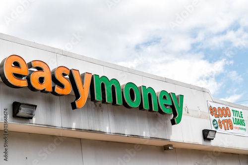 Montgomery Usa April 21 2018 Easymoney Payday Loan Financial Institution With Sign For Checks Payable Cashed And Title Loans In Alabama Capital City Stock Photo Adobe Stock