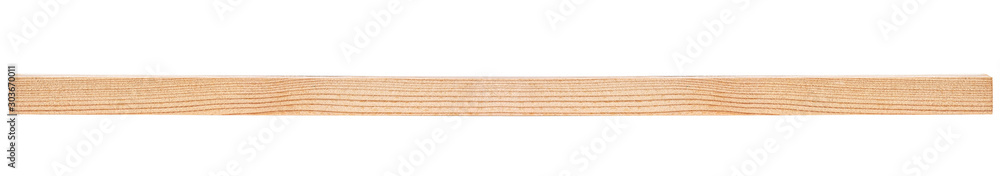 Wooden beam isolated on white background. Pine wooden bar. - obrazy, fototapety, plakaty 