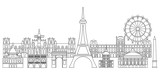 Fototapeta Paryż - Paris Skyline line art 1