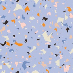 Terrazzo seamless pattern design with hand drawn rocks. Abstract modern background, flat vector illustration