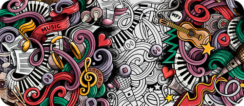 Dekoracja na wymiar  muzyka-recznie-rysowane-doodle-transparent-szczegolowe-ilustracje-kreskowek