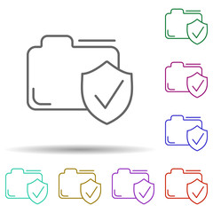 Poster - Folder protection multi color icon. Simple thin line, outline vector of security icons for ui and ux, website or mobile application