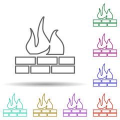 Poster - Firewall multi color icon. Simple thin line, outline vector of security icons for ui and ux, website or mobile application