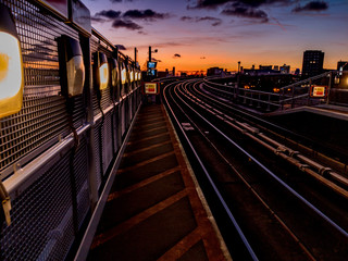 train at sunset