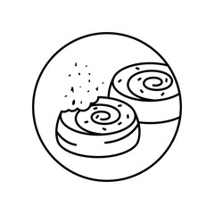 Sticker - French bun crumbs food tasty in circle icon. Simple line, outline vector of bakery icons for ui and ux, website or mobile application