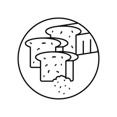 Sticker - Sweet loaf toppings crumbs in circle icon. Simple line, outline vector of bakery icons for ui and ux, website or mobile application