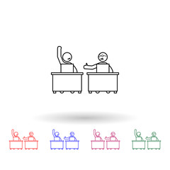 Canvas Print - Work together with a colleague multi color icon. Simple thin line, outline vector of colleague and business partners icons for ui and ux, website or mobile application