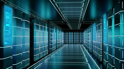 Wall Mural - Internet Server room or super computer concept