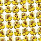 Fototapeta Pokój dzieciecy - The Amazing of Cute Duck Illustration, Cartoon Funny Character in the Colorful Background, Pattern Wallpaper