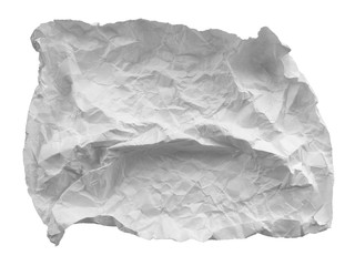 Crumpled paper ball isolated on white background. Crumpled paper texture. White crumpled paper texture for background.