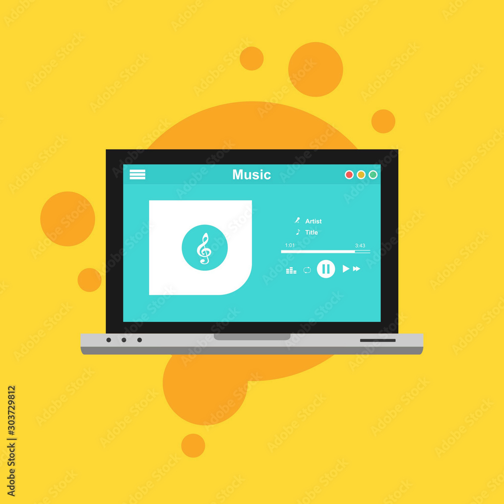 Vector illustration of music player flat design concept. Can be used ...