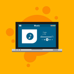 Vector illustration of music player flat design concept. Can be used for workflow layout template, banner, marketing, infographics.