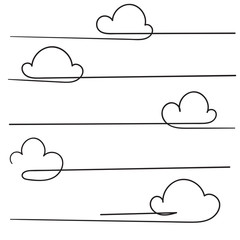 Wall Mural - collection of Cloud icon vector illustration with single continuous line hand drawing doodle style