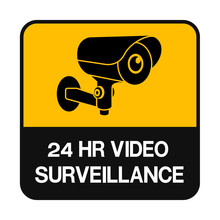 CCTV Camera. Black Video Surveillance Sign.vector Isolated