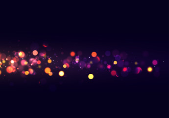 Canvas Print - bokeh sparkle glitter lights background. defocused circular . magic christmas gold and purple, blue 